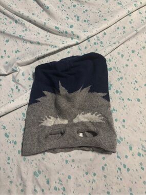 Crewcuts Kids Blue and Gray Knit Monster Beanie with Eye Cutouts
